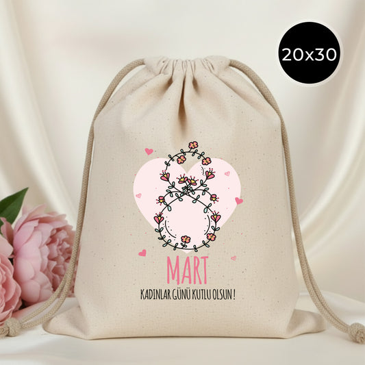 Kadınlar Günü Bez Kese 20x30 cm