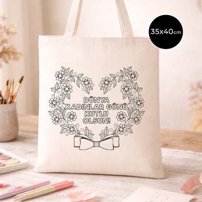 Kanvas Bez Çanta 35x40 cm - Kadınlar Günü Hediyesi