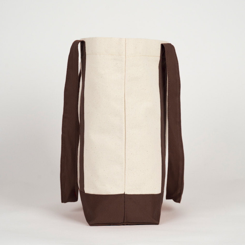 Trend Kanvas Çanta 40x35x12cm - Kahverengi Renkli Kulp - yan körük ve dikiş