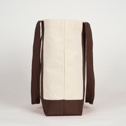 Trend Kanvas Çanta 40x35x12cm - Kahverengi Renkli Kulp - yan körük ve dikiş