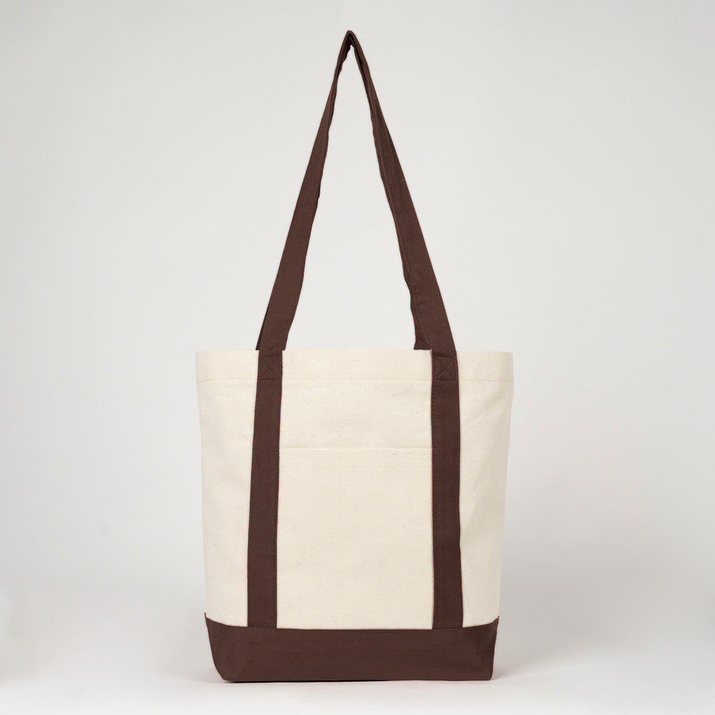 Trend Kanvas Çanta 40x35x12cm - Kahverengi Renkli Kulp - askıda önden görünüm