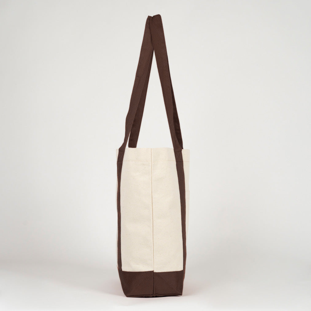 Trend Kanvas Çanta 40x35x12cm - Kahverengi Renkli Kulp - yan profil