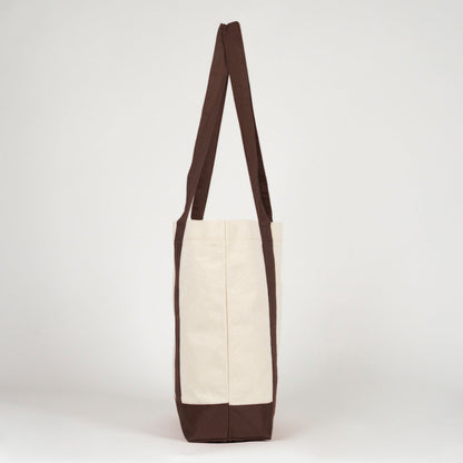 Trend Kanvas Çanta 40x35x12cm - Kahverengi Renkli Kulp - yan profil