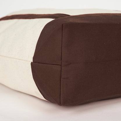 Trend Kanvas Çanta 40x35x12cm - Kahverengi Renkli Kulp - alt köşe detayı