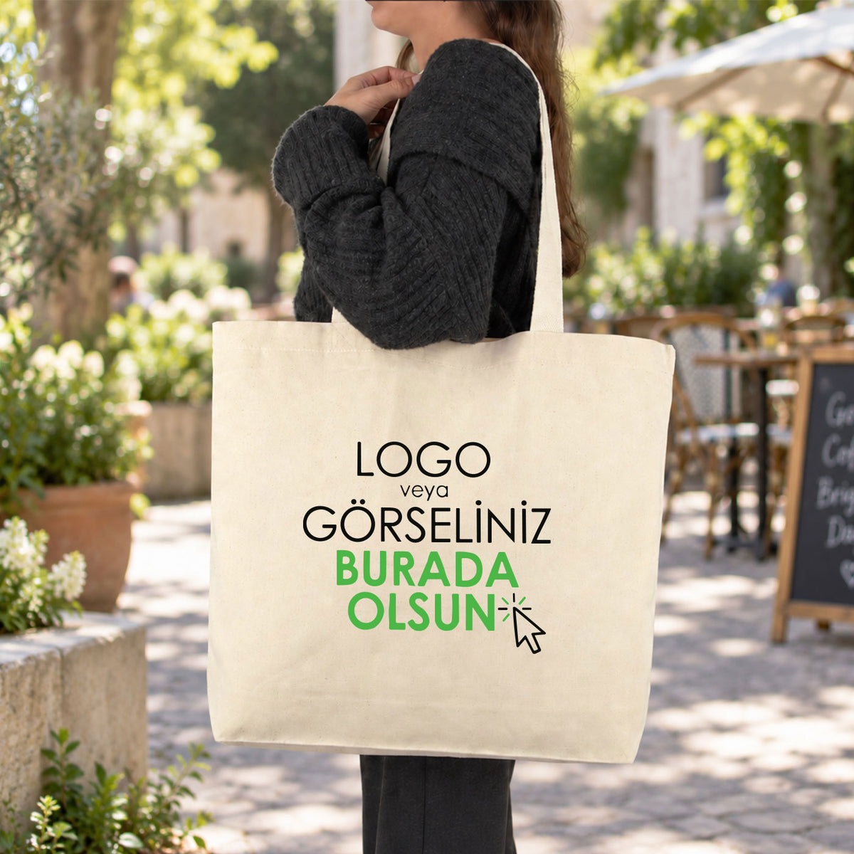 Baskılı Kanvas Büyük Plaj Çantası - (Özelleştirilebilir)
