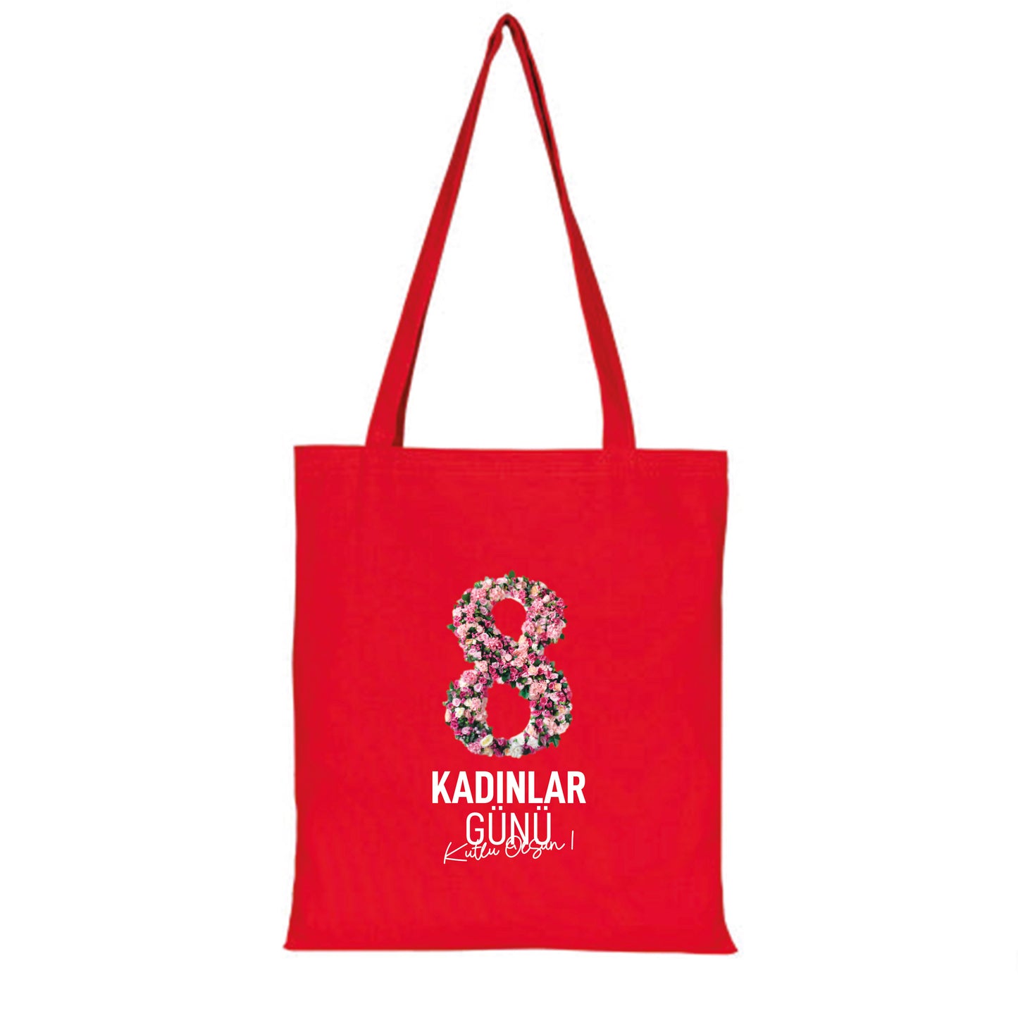 35 x 40 cm Kırmızı Kanvas Çanta - Kadınlar Günü