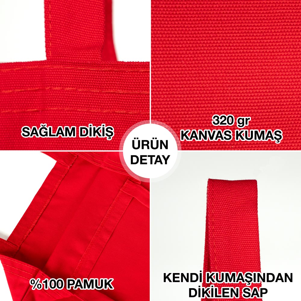 Kanvas Çanta Kırmızı 35 x 40 cm (Özelleştirilebilir) - istepromosyon.com