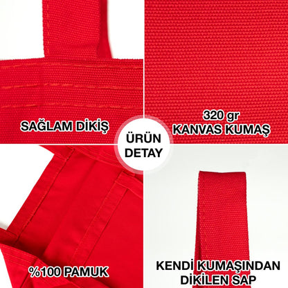 Kanvas Çanta Kırmızı 35 x 40 cm (Özelleştirilebilir) - istepromosyon.com