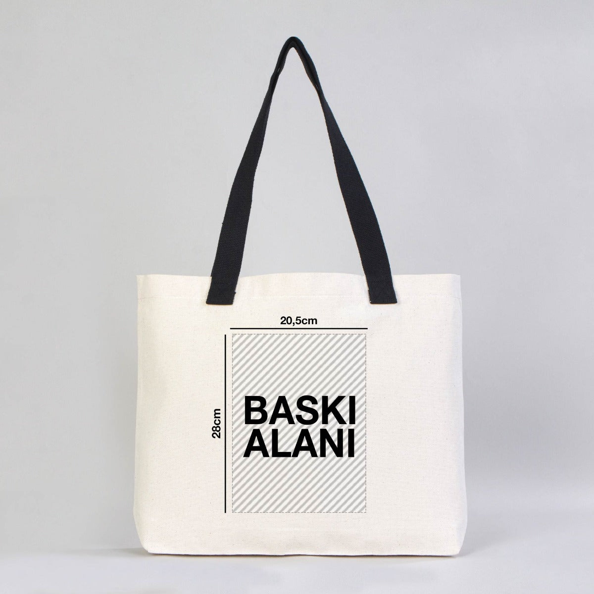 Modern Kanvas Çanta - Dıştan Siyah Örgü Kulp 45x35x8 cm (Özelleştirilebilir) - istepromosyon.com