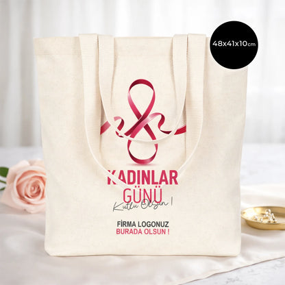 Kadınlar Günü Kanvas Plaj Çantası 48x41x10cm