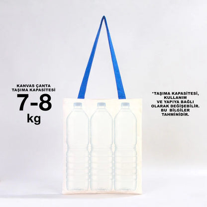 35x40 cm Saks Mavi İç Cepli Kanvas Bez Çanta - Kadınlar Günü