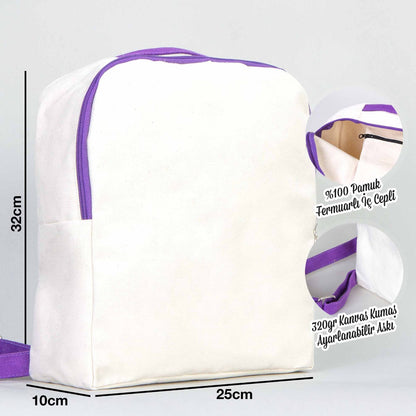 Kanvas Sırt Çantası VİP Mor - 25x32x10 cm