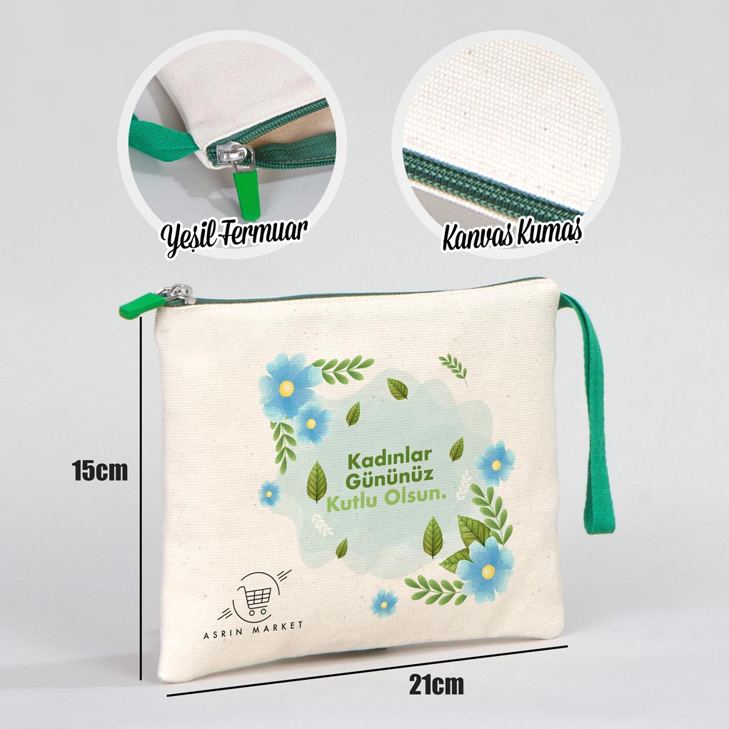 Kanvas Yeşil Clutch Çanta - Market Çantası