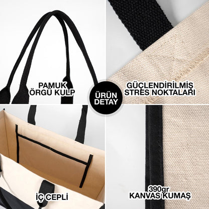 Kadınlar Günü Elite Kanvas Bez Çanta - 390gr - 45x35x19 cm (Özelleştirilebilir)