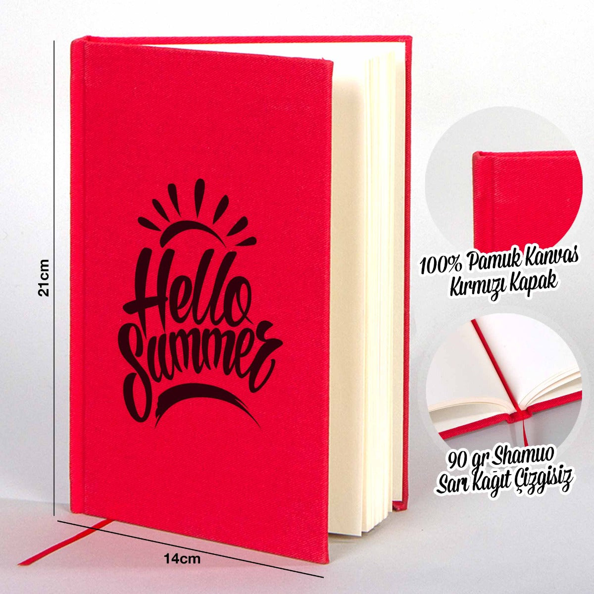 Kanvas Defter Kırmızı 14x20 cm (Özelleştirilebilir)