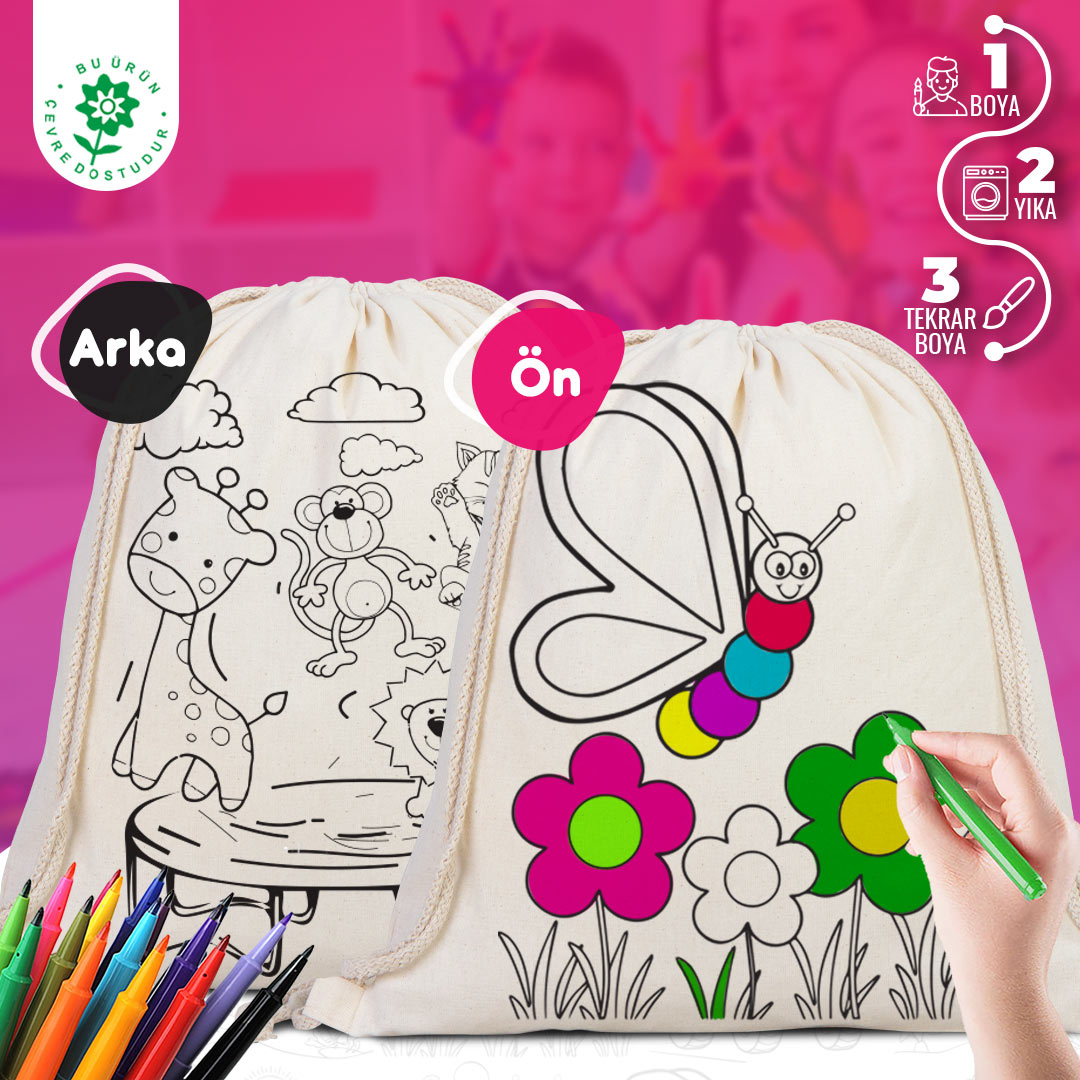 Bammerz Boyanabilir  Büzgülü Bez Çanta Kelebek - Zıpzıp