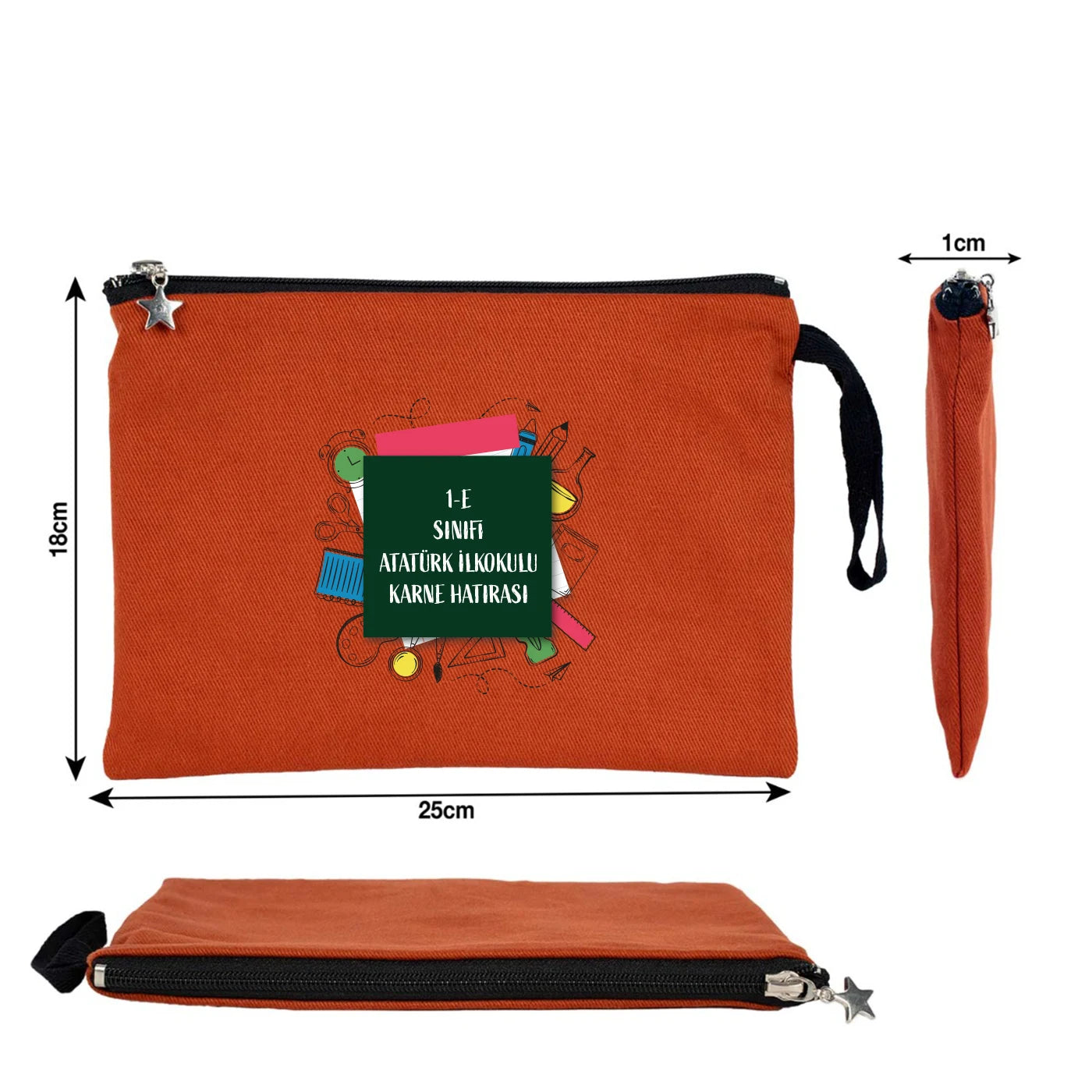 Karne Günü Hediyesi Kiremit Clutch Kanvas Çanta 25×18 cm – Astarlı