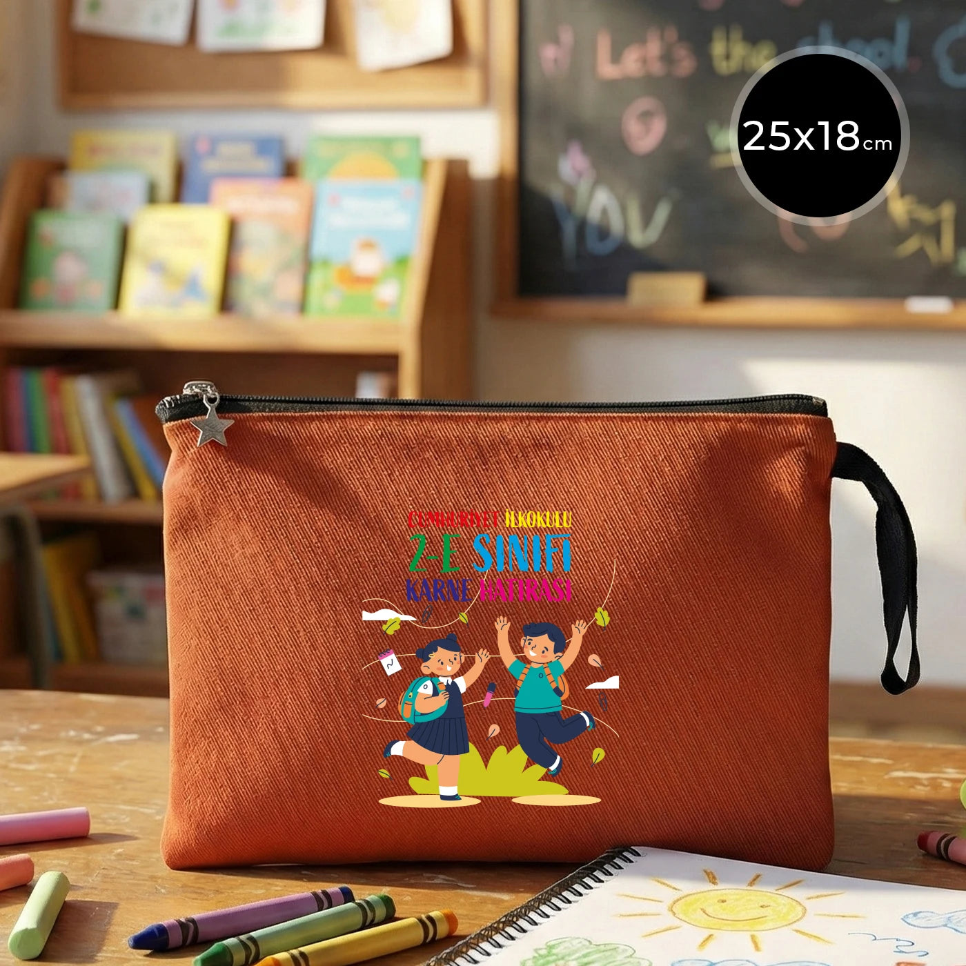 Karne Günü Hediyesi Kiremit Clutch Kanvas Çanta 25×18 cm – Astarlı