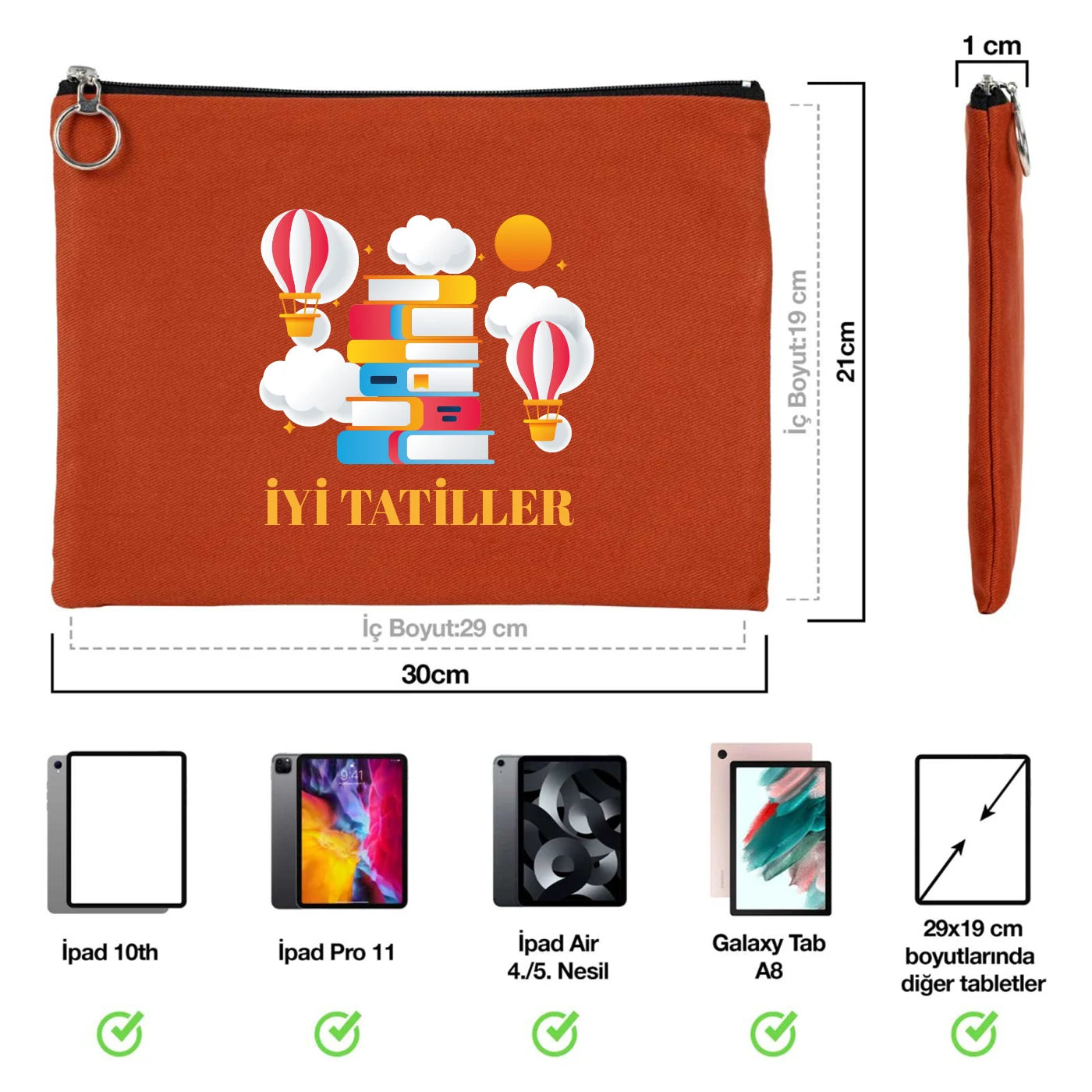 Karne Günü Özel Portföy Çanta – Kiremit 30×21 cm (Astarlı, Özelleştirilebilir)