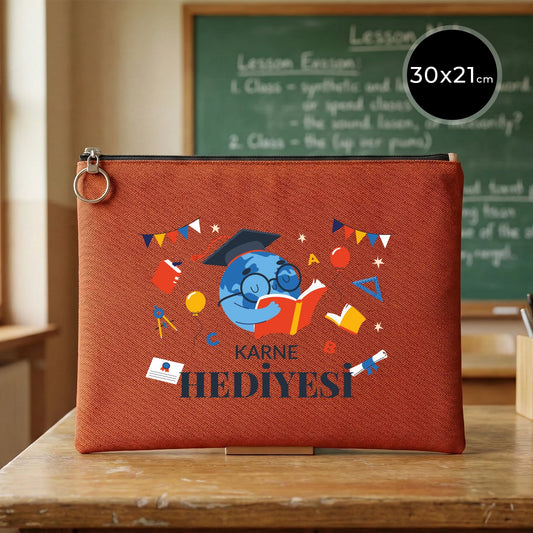 Karne Günü Özel Portföy Çanta – Kiremit 30×21 cm (Astarlı, Özelleştirilebilir)