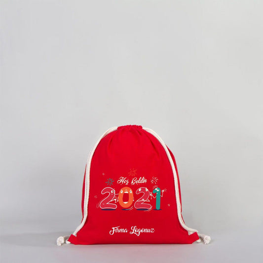 Büzgülü Bez Sırt Çantası 35x40 cm Kırmızı Renk (Özelleştirilebilir)
