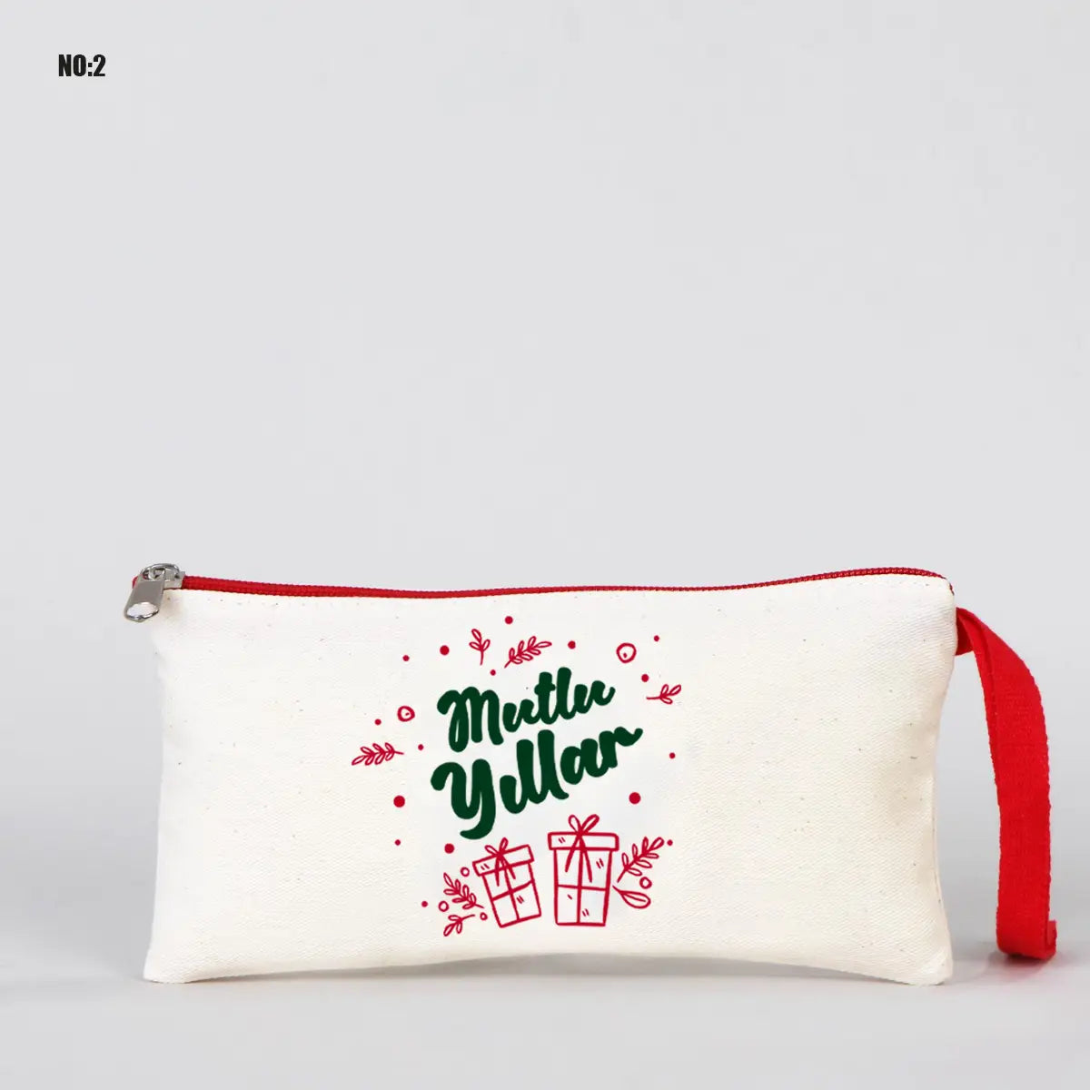 Yılbaşı Clutch 21x15 cm Kırmızı Fermuar (Özelleştirilebilir)