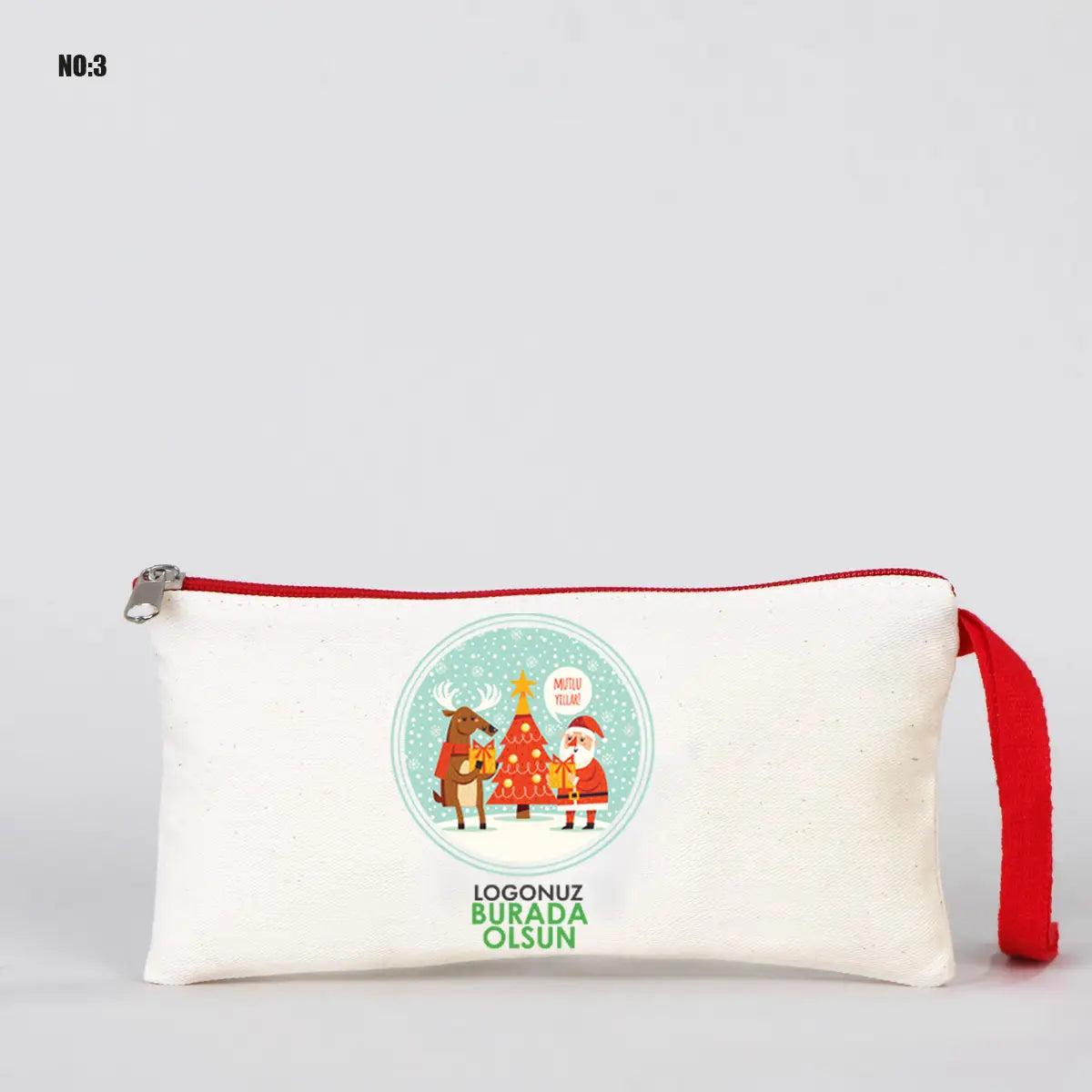 Yılbaşı Clutch 21x15 cm Kırmızı Fermuar (Özelleştirilebilir)