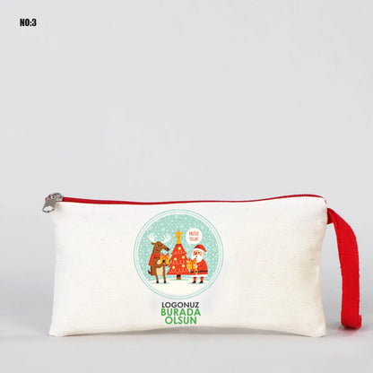 Yılbaşı Clutch 21x15 cm Kırmızı Fermuar (Özelleştirilebilir)