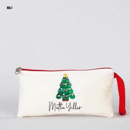 Yılbaşı Clutch 21x15 cm Kırmızı Fermuar (Özelleştirilebilir)