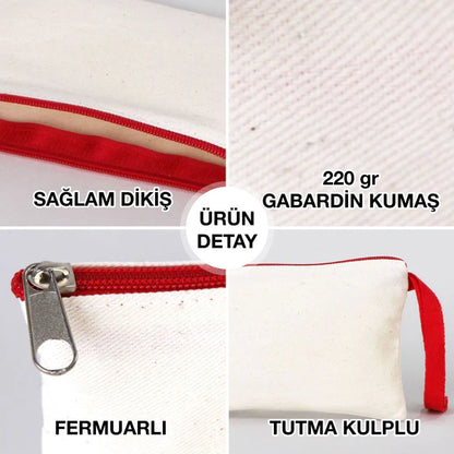 Boyanabilir 21x10 cm Kırmızı Fermuarlı Kalemlik Çanta - Bayram Çantası