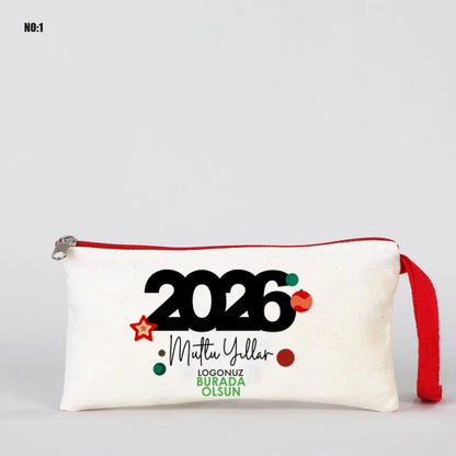 Yılbaşı Clutch 21x15 cm Kırmızı Fermuar (Özelleştirilebilir)