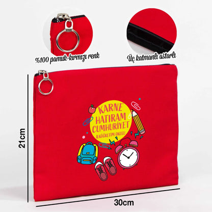 Karne Günü Özel Portföy Çanta – Kırmızı 30×21 cm (Astarlı, Özelleştirilebilir)
