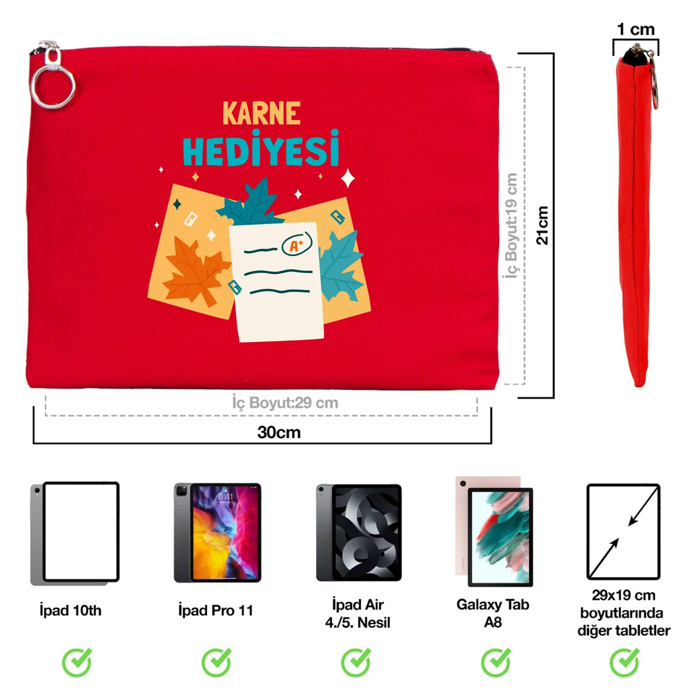 Karne Günü Özel Portföy Çanta – Kırmızı 30×21 cm (Astarlı, Özelleştirilebilir)