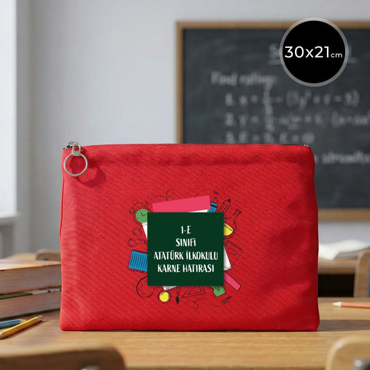 Karne Günü Özel Portföy Çanta – Kırmızı 30×21 cm (Astarlı, Özelleştirilebilir)