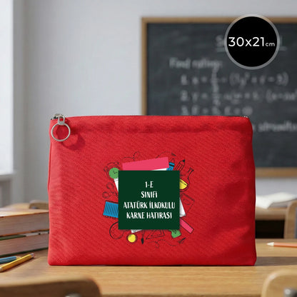 Karne Günü Özel Portföy Çanta – Kırmızı 30×21 cm (Astarlı, Özelleştirilebilir)