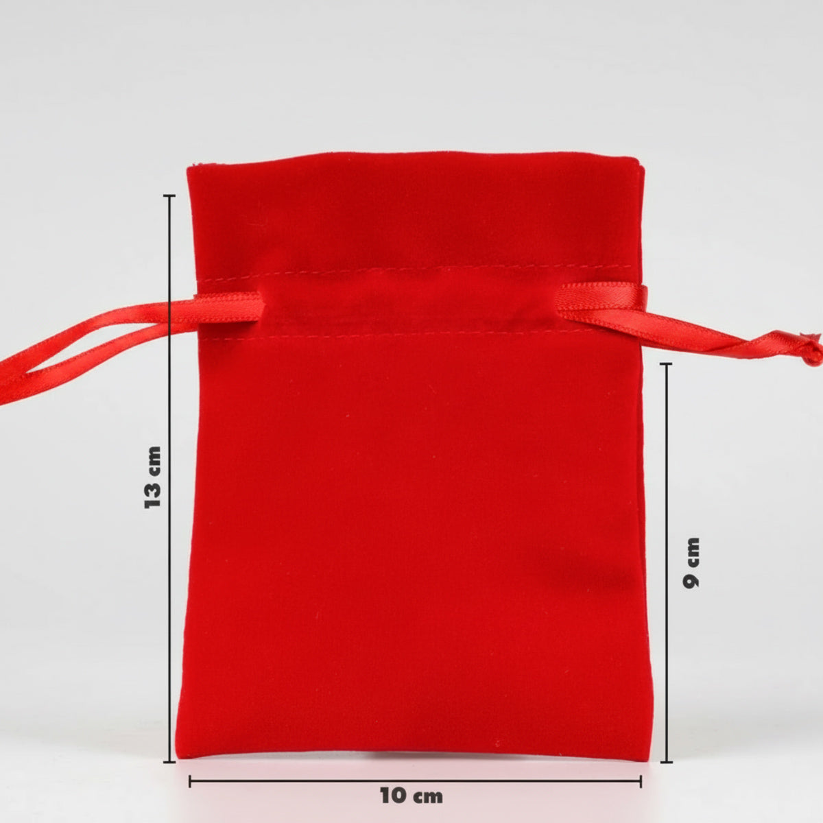 Kırmızı Kadife Gül Kese 10x13 cm Ölçüleri