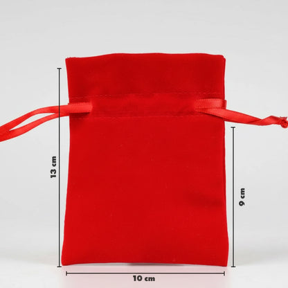 Kırmızı Kadife Gül Kese 10x13 cm Ölçüleri