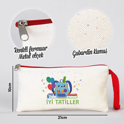 Karne Günü Baskılı Bez Kalemlik – Kırmızı Fermuarlı