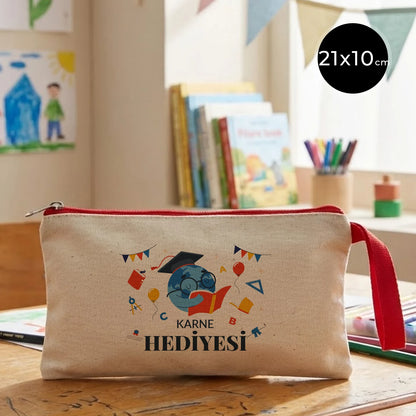 Karne Günü Baskılı Bez Kalemlik – Kırmızı Fermuarlı