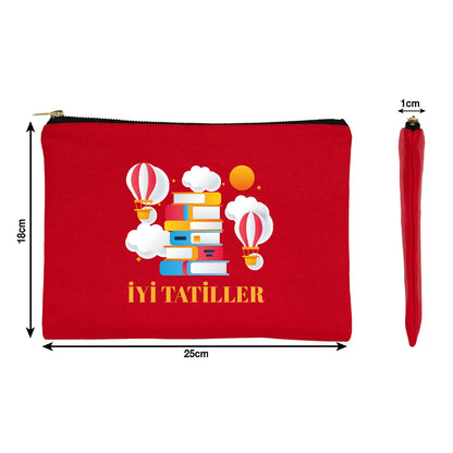 Karne Günü Desenli Kırmızı Prime Clutch – Metal Fermuarlı 25×18 cm