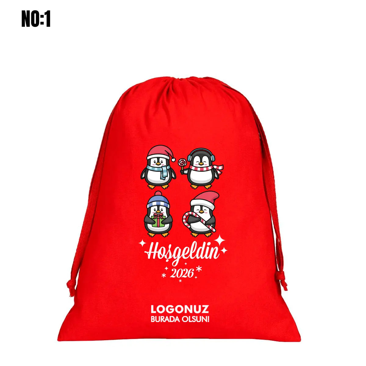 Kırmızı Yılbaşı Kesesi 25x35 cm (Özelleştirilebilir)