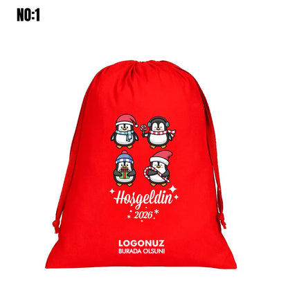 Kırmızı Yılbaşı Kesesi 25x35 cm (Özelleştirilebilir)