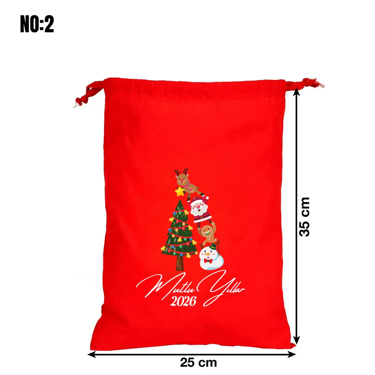 Kırmızı Yılbaşı Kesesi 25x35 cm (Özelleştirilebilir)