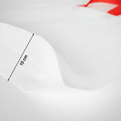 Ultrasonik Tela Çanta - Kırmızı Kulplu - 45x36x10cm - 1000 Adet Tek Renk Baskı (Özelleştirilebilir)