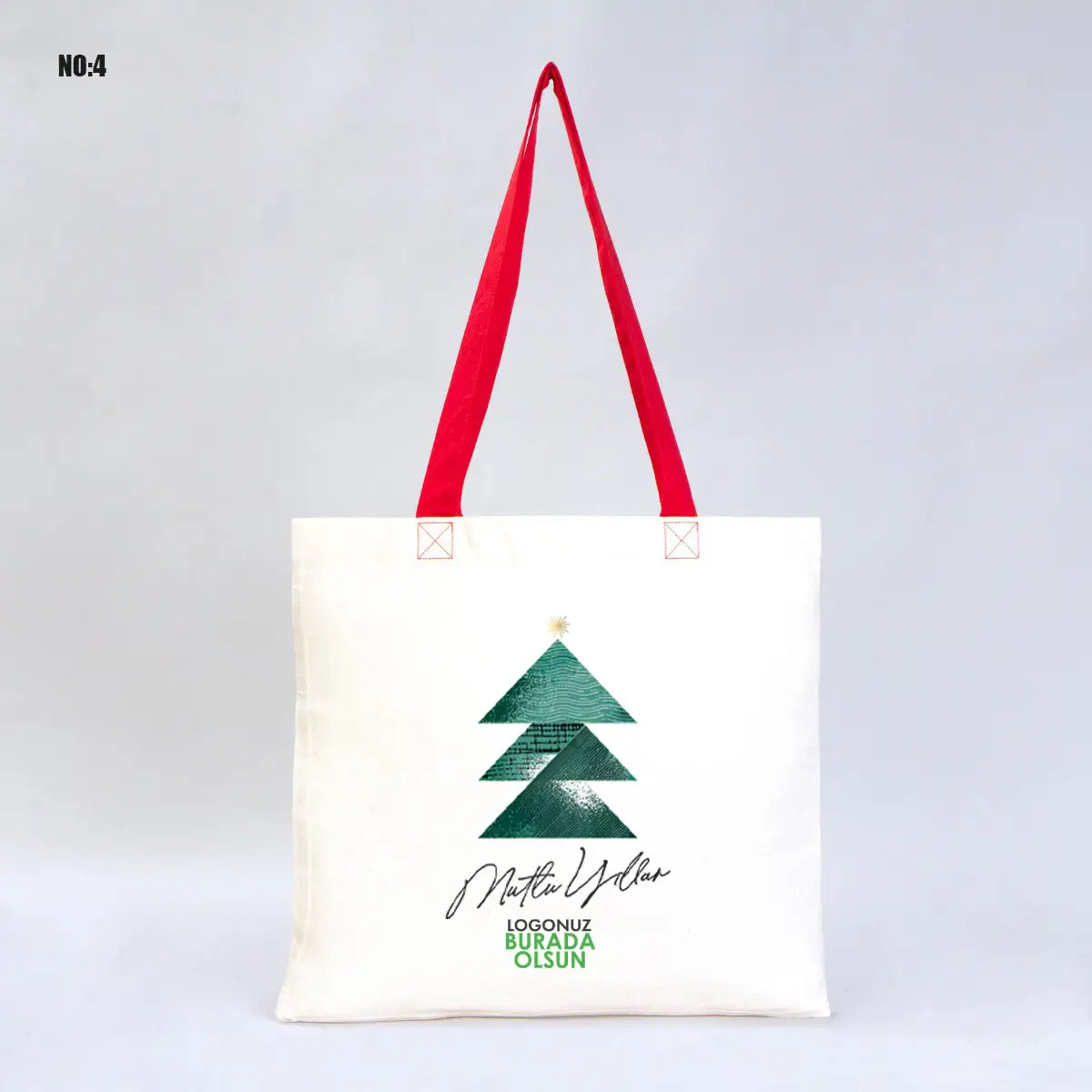 Yılbaşı Renkli Kulplu Gabardin Çanta 40x35cm