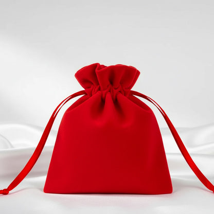 Kırmızı Kadife Gül Kese 10x13 cm