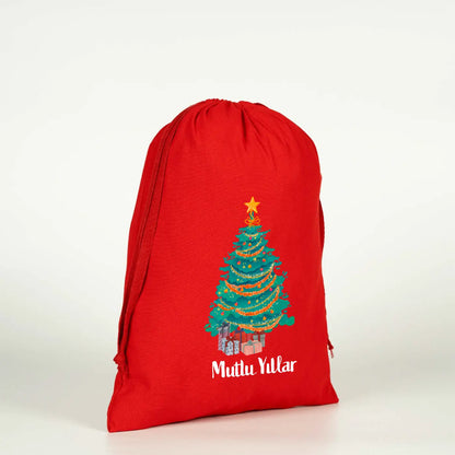 Kırmızı Yılbaşı Temalı Kese 25x35 cm (Özelleştirilebilir) - farklı açı