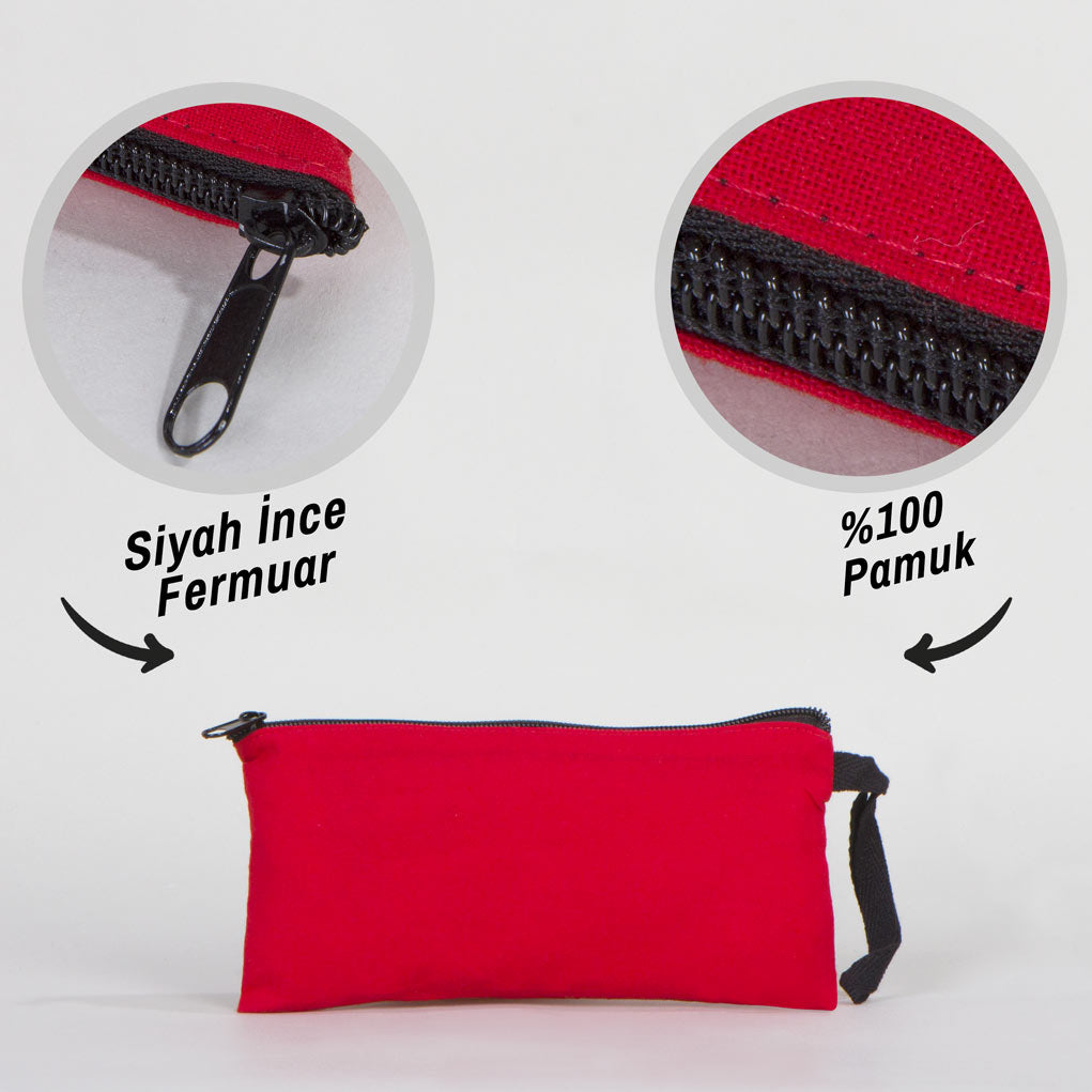 Kırmızı Bez Kalemlik Çanta 21x10 cm