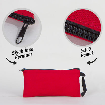 Kırmızı Bez Kalemlik Çanta 21x10 cm