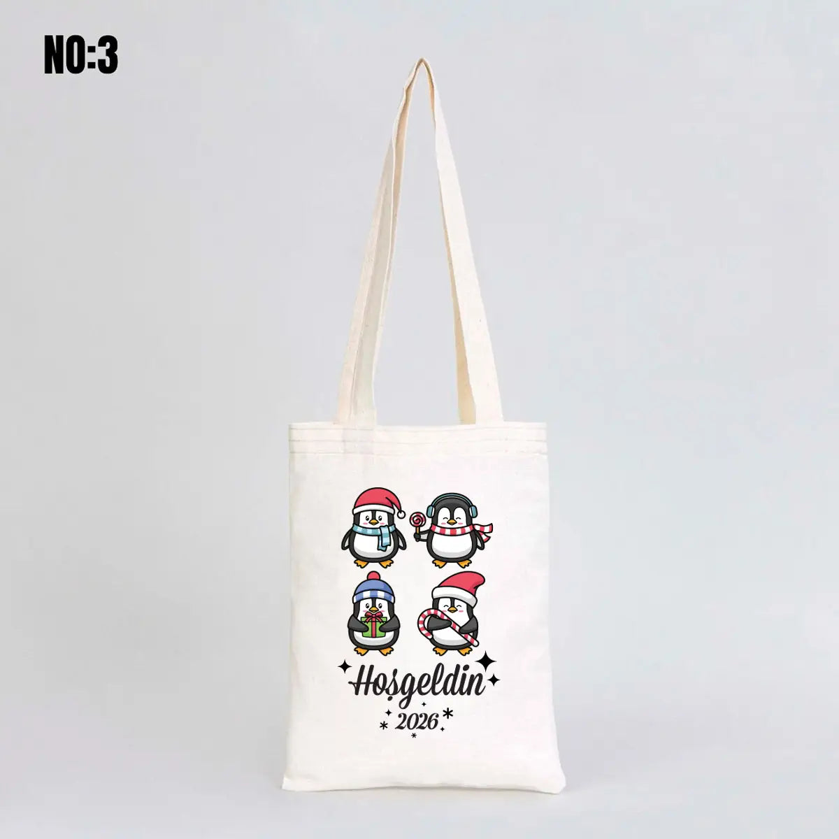Kitap Çantası Yılbaşı Bez Çanta Baskılı 20x25cm (Özelleştirilebilir)